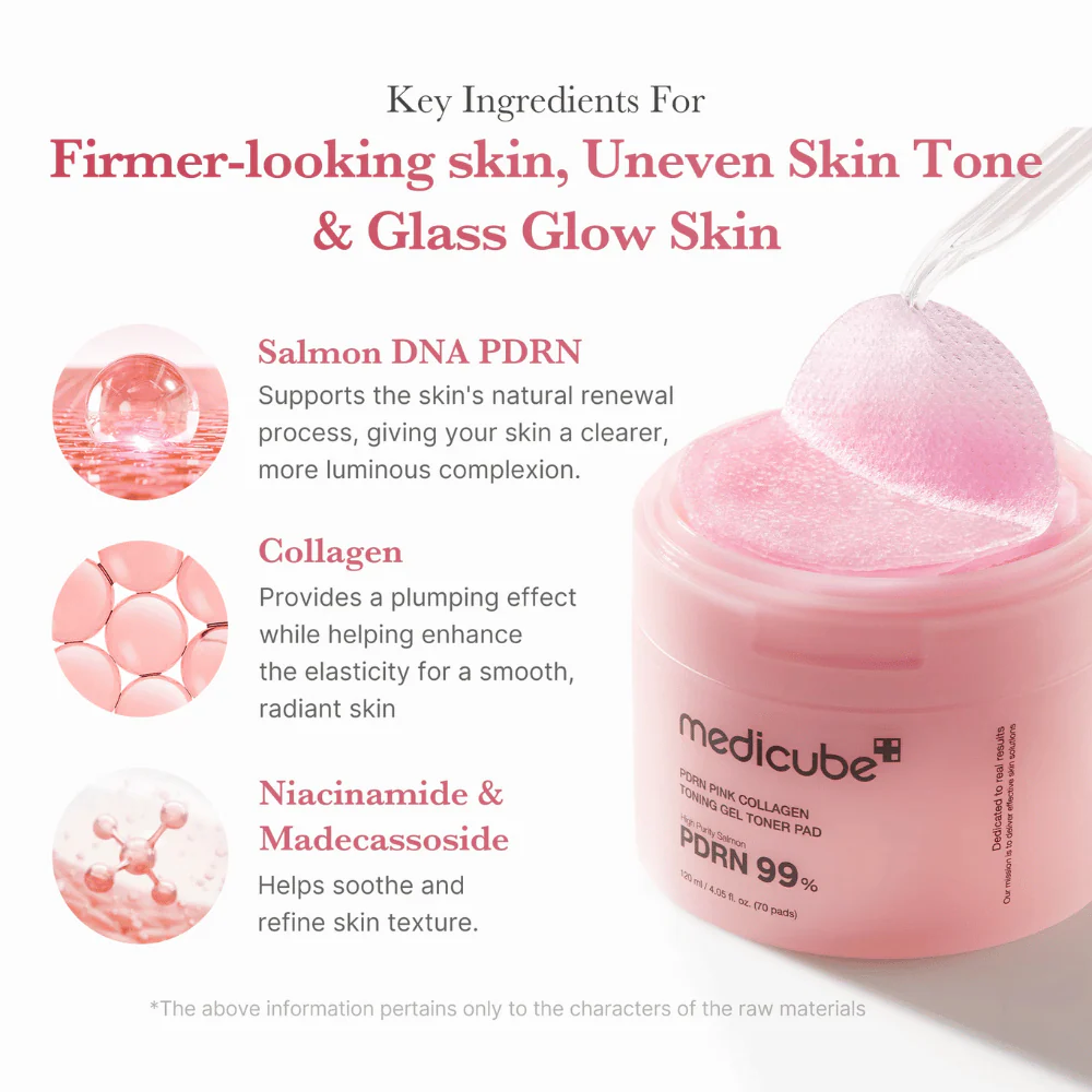 Almohadilla tonificadora de gel de colágeno rosa PDRN (70 almohadillas) - Image 3