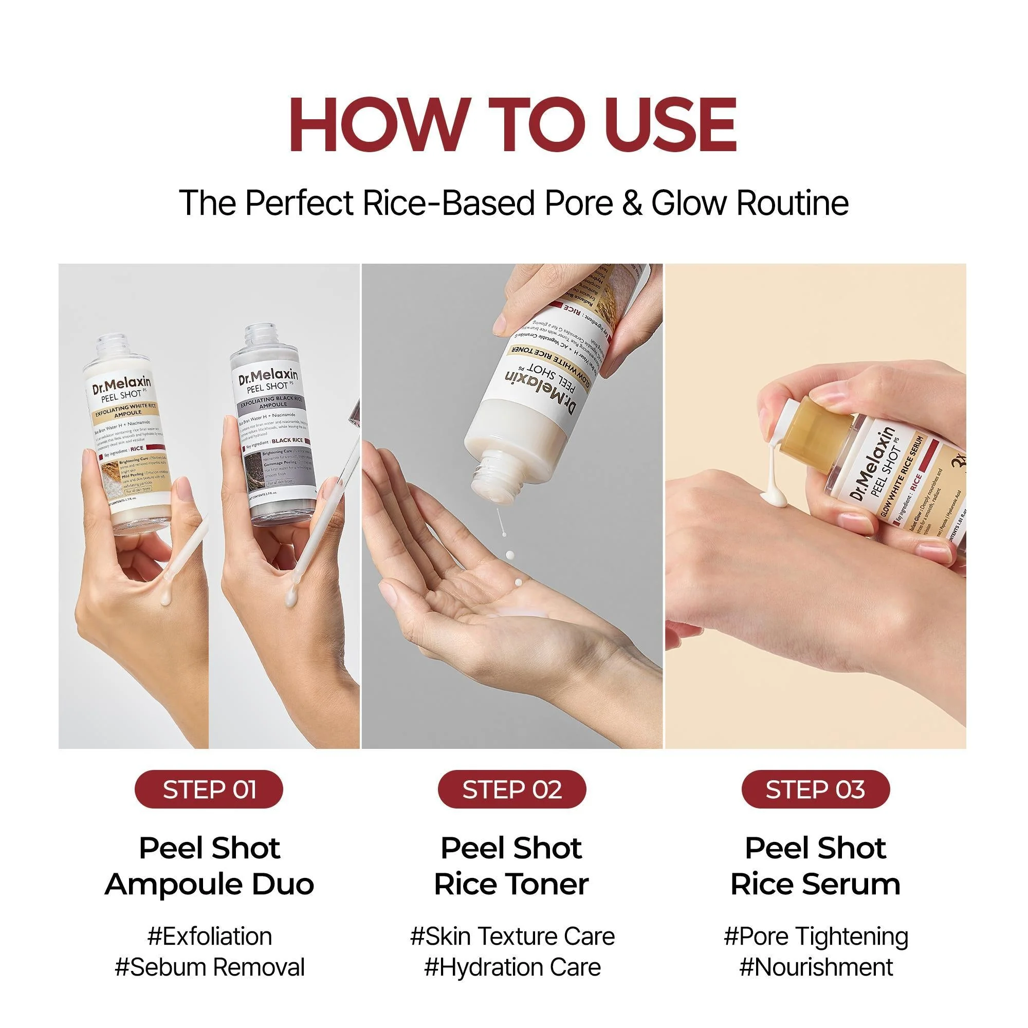 Peel Shot Glow Rice Kit de Rutina Completa de 4 Pasos para Reiniciar Poros – Edición de Primavera - Image 2